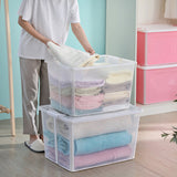 NNEDSZ 2x 57 Litre Modular Clear Foldable Storage Box with Lid Plastic Tub Collapsible