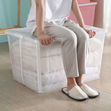 NNEDSZ 2x 57 Litre Modular Clear Foldable Storage Box with Lid Plastic Tub Collapsible