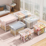 NNEDSZ 2x 57 Litre Modular Clear Foldable Storage Box with Lid Plastic Tub Collapsible