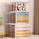 NNEDSZ 2x 57 Litre Modular Clear Foldable Storage Box with Lid Plastic Tub Collapsible