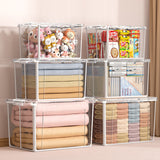 NNEDSZ 2x 57 Litre Modular Clear Foldable Storage Box with Lid Plastic Tub Collapsible