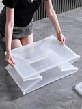 NNEDSZ 4x 57 Litre Modular Clear Foldable Storage Box with Lid Plastic Tub Collapsible