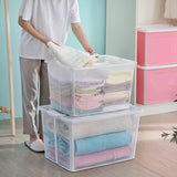 NNEDSZ 4x 57 Litre Modular Clear Foldable Storage Box with Lid Plastic Tub Collapsible