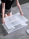 NNEDSZ 2x 82 Litre Modular Clear Foldable Storage Box with Lid Plastic Tub Collapsible