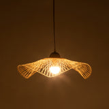 NNEDSZ Sophia Natural Hand-Woven Bamboo Wave Pendant Lamp - Small