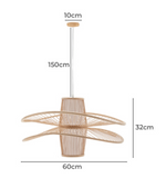 NNEDSZ Elysian Breeze Double Natural Hand-Woven Bamboo Double Wide Pendant Lamp Light