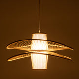NNEDSZ Elysian Breeze Double Natural Hand-Woven Bamboo Double Wide Pendant Lamp Light