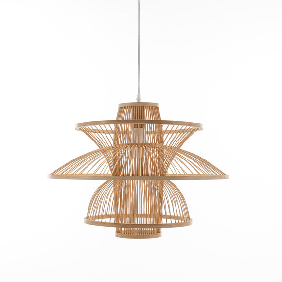 NNEDSZ Aurora Natural Hand-Woven Bamboo 3-Layer Pendant Lamp Light