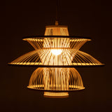 NNEDSZ Aurora Natural Hand-Woven Bamboo 3-Layer Pendant Lamp Light