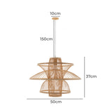 NNEDSZ Aurora Natural Hand-Woven Bamboo 3-Layer Pendant Lamp Light