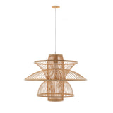 NNEDSZ Aurora Natural Hand-Woven Bamboo 3-Layer Pendant Lamp Light