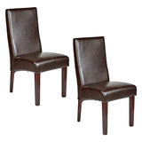 NNEDSZ Set of 2 Rome Leather Brown Dining Chairs Durable Seat Wood Kitchen Cafe