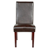 NNEDSZ Set of 2 Rome Leather Brown Dining Chairs Durable Seat Wood Kitchen Cafe