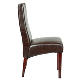 NNEDSZ Set of 2 Rome Leather Brown Dining Chairs Durable Seat Wood Kitchen Cafe