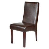 NNEDSZ Set of 2 Rome Leather Brown Dining Chairs Durable Seat Wood Kitchen Cafe