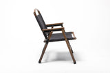 NNEDSZ 2x Bamboo Canvas Foldable Outdoor Camping Chair Wooden Travel Picnic Park - Black