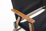 NNEDSZ 2x Bamboo Canvas Foldable Outdoor Camping Chair Wooden Travel Picnic Park - Black