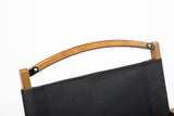 NNEDSZ 2x Bamboo Canvas Foldable Outdoor Camping Chair Wooden Travel Picnic Park - Black