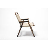 NNEDSZ Bamboo Canvas Foldable Outdoor Camping Chair Wooden Travel Picnic Park - Khaki/Beige