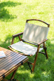NNEDSZ 4x Bamboo Foldable Outdoor Camping Chair Wooden Travel Picnic Park Folding - Khaki/Beige