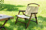 NNEDSZ 4x Bamboo Foldable Outdoor Camping Chair Wooden Travel Picnic Park Folding - Khaki/Beige