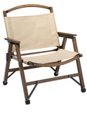 NNEDSZ 4x Bamboo Foldable Outdoor Camping Chair Wooden Travel Picnic Park Folding - Khaki/Beige