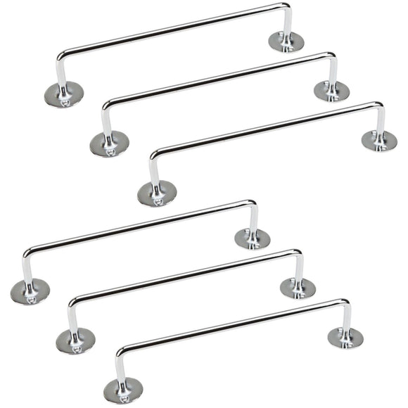 NNEDSZ 6x 610mm Chrome Towel Rail Stainless Steel Holder Rack