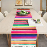 NNEDSZ Rainbow Table Runner Stripe With Tassel Mexican Tablecloth Wedding Party Decor