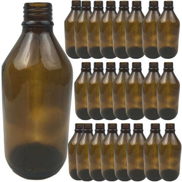 NNEDSZ 24x 600ml Amber Glass Bottle Cosmetic Essential Oil General Purpose Storage