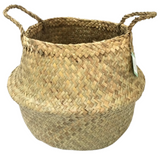 NNEDSZ Round Belly Seagrass Storage Basket Straw Rattan Home Flower Pot Planter Wicker