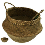 NNEDSZ Round Belly Seagrass Storage Basket Straw Rattan Home Flower Pot Planter Wicker