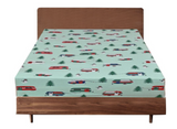 NNEDSZ Queen Luxury 100% Cotton Flannelette Fitted Bed Sheet Flannel -  Trees/Caravan