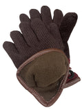 NNEDSZ DENTS Wool Gloves Winter w/ Warm Fleece Insulated Thermal Knitted - Brown