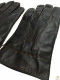 NNEDSZ DENTS Sheepskin Leather Gloves with Detail Mens Warm Winter ML8043 - Brown - Small