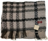 NNEDSZ DENTS Check Open Weave Scarf Wool Blend Winter Warm MADE IN ITALY - Grey
