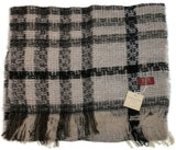 NNEDSZ DENTS Check Open Weave Scarf Wool Blend Winter Warm MADE IN ITALY - Grey
