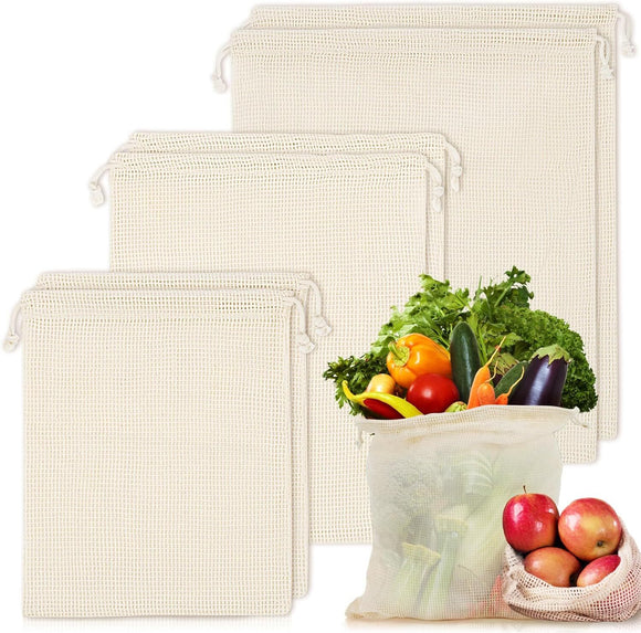 NNEDSZ Set of 10 ECOCLAND Reusable Mesh Produce Bags Fruit Grocery Storage Washable Eco Bag