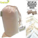 NNEDSZ Set of 10 ECOCLAND Reusable Mesh Produce Bags Fruit Grocery Storage Washable Eco Bag