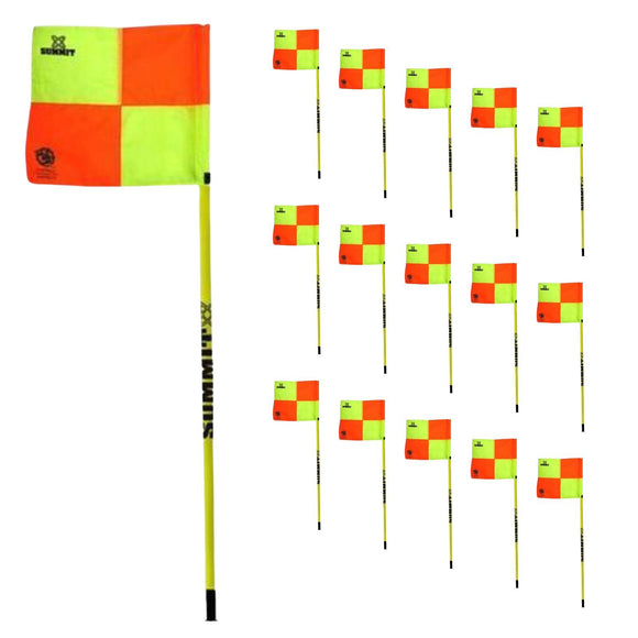 NNEDSZ Soccer Corner Flag 150cm x 2.5cm FFA Approved Football  - Pack of 16 w Removable Spike