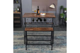 NNEDSZ Viviendo Dining Table, Bar Table with Wine Storage Rack - Industrial Style