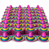 100x Rainbow Mexican SOMBRERO Fancy Dress Straw Party Costume Hat Cap