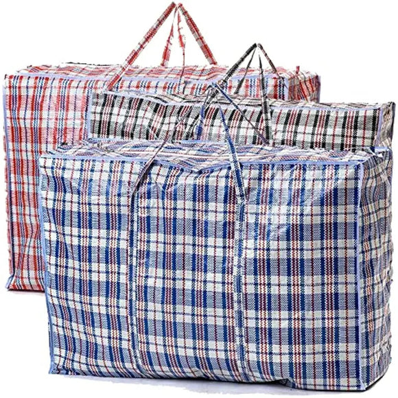 NNEDSZ 48x Large Stripe Bag Packing Storage Strip Zip Shopping Travel Check House Moving 90cm x 78cm x 25cm