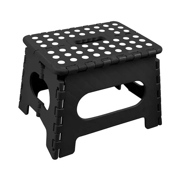 NNEDSZ 125kg Folding Step Stool Portable Plastic Foldable Chair Flat Outdoor (29x22cm) - Black
