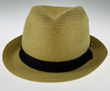 NNEDSZ Dents Toyo Straw Trilby Fedora Hat Summer Fedora Small Brim - Natural/Black - S/M