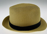 NNEDSZ Dents Toyo Straw Trilby Fedora Hat Summer Fedora Small Brim - Natural/Black - S/M