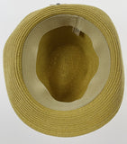 NNEDSZ Dents Toyo Straw Trilby Fedora Hat Summer Fedora Small Brim - Natural/Black - S/M