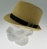 NNEDSZ Dents Toyo Straw Trilby Fedora Hat Summer Fedora Small Brim - Natural/Black - S/M