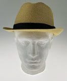 NNEDSZ Dents Toyo Straw Trilby Fedora Hat Summer Fedora Small Brim - Natural/Black - S/M