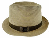 NNEDSZ Dents Mens Straw Hat Toyo Trilby Fedora Summer Sun Stingy Brim  - Natural/Brown - S/M
