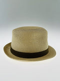 NNEDSZ Dents Mens Straw Hat Toyo Trilby Fedora Summer Sun Stingy Brim  - Natural/Brown - S/M